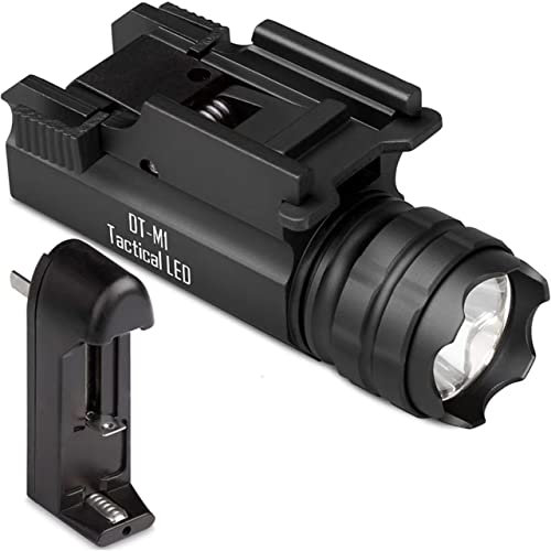 DefendTek Rechargeable Gun Flashlight Tactical LED Rail Mounted DTM1 Lumens Fits Glock Taurus Ruger Springfield H&K S&W Picatinny…