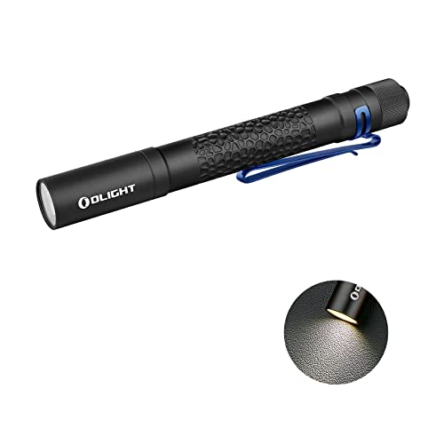 OLIGHT I5T Plus 550 Lumens EDC Flashlight, Pebble Pattern Pocket Flashlights, Powered by 2 AA Batteries Slim Light with Clip for Everyday Carry (Neutral White Light: 4000~5000K)