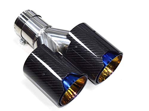 Blue Carbon Fiber Y-Shaped Exhaust Tip for BMW