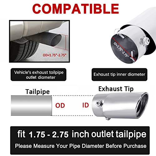 Adjustable Stainless Steel Exhaust Tips, 1.75-2.75" Inlet