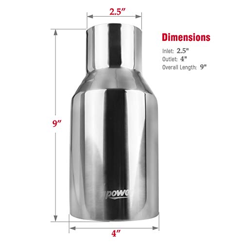 2-Pack 2.5" Inlet 4" Outlet Stainless Steel Exhaust Tips