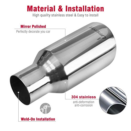 2-Pack 2.5" Inlet 4" Outlet Stainless Steel Exhaust Tips