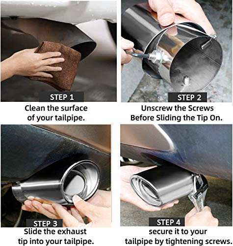 Adjustable Stainless Steel Exhaust Tips, 1.75-2.75" Inlet