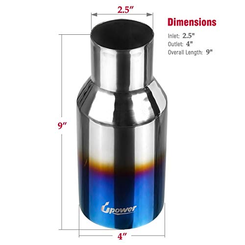Upower 2.5" to 4" Blue Burnt Exhaust Tips