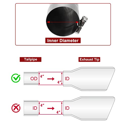 Upower 4" Diesel Exhaust Tip, Stainless Steel