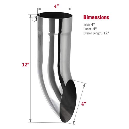 Upower 4" Diesel Exhaust Tip, Stainless Steel