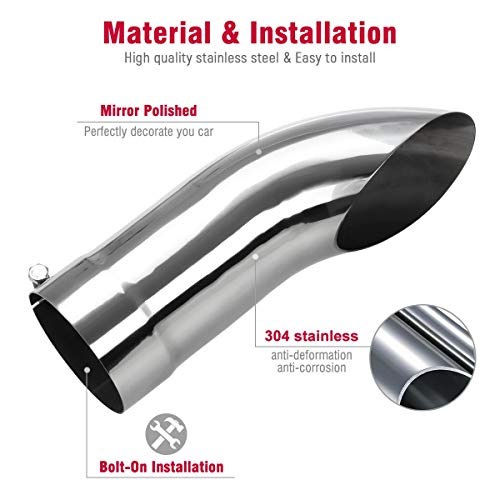 Upower 4" Diesel Exhaust Tip, Stainless Steel