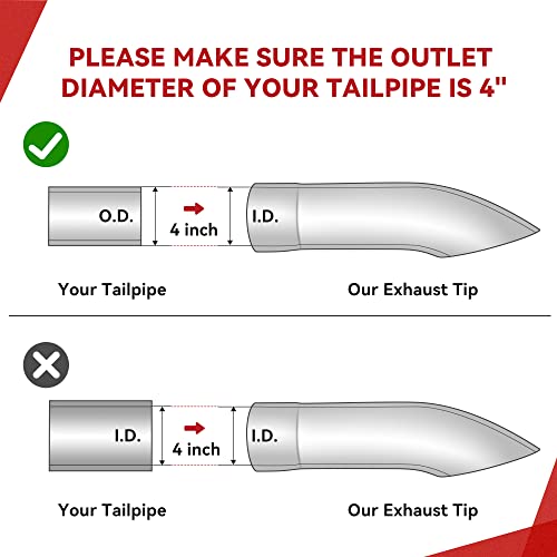 YITAMOTOR Polished Stainless Steel Turn Down Exhaust Tip