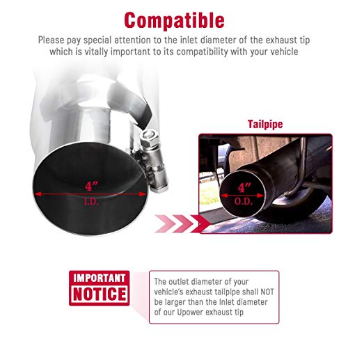 UPower 4" Inlet 5" Outlet Diesel Exhaust Tip