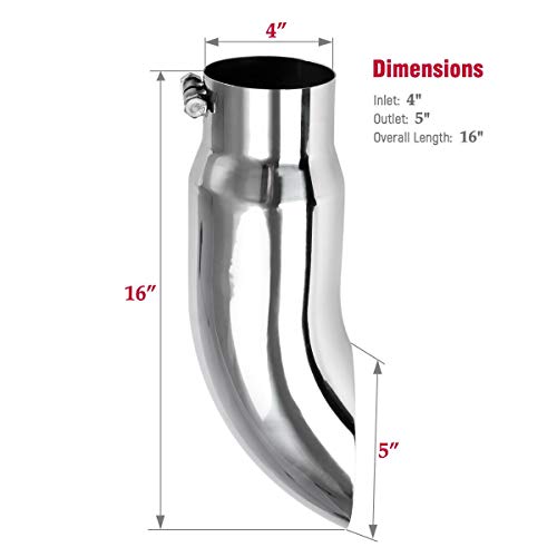 UPower 4" Inlet 5" Outlet Diesel Exhaust Tip