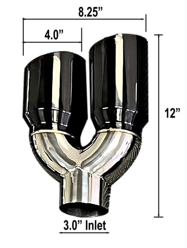 Black Chrome Dual Exhaust Tip - 3" Inlet, 4" Outlet