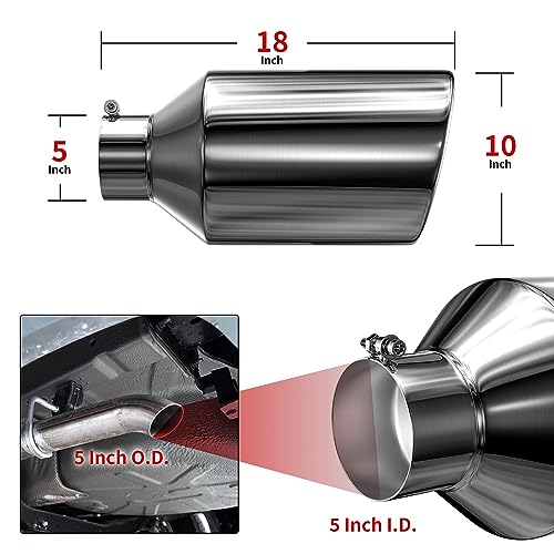 Stainless Steel Exhaust Tip - 5" Inlet, 10" Outlet