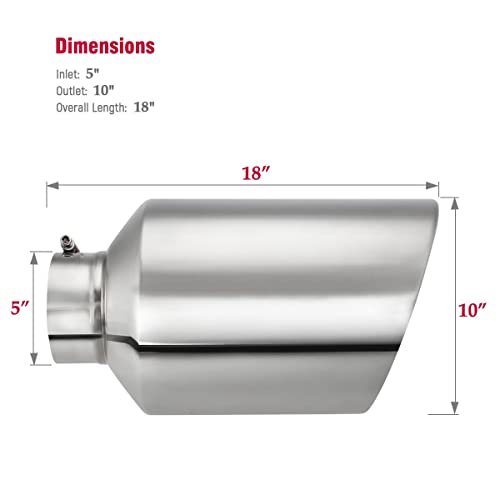 5" Inlet 10" Outlet Stainless Steel Exhaust Tip