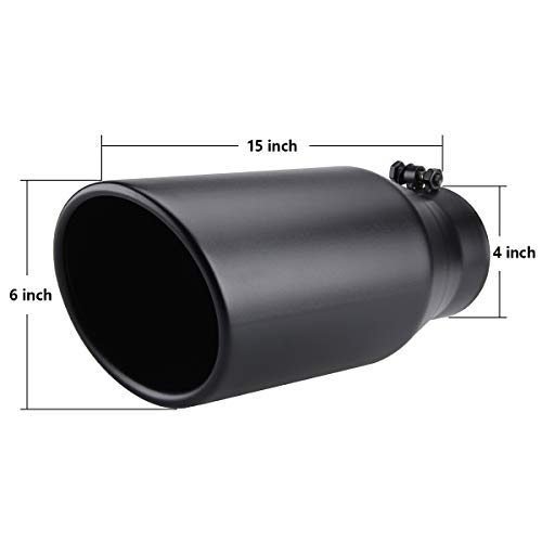 LCGP 4" Diesel Exhaust Tip, Black, 15" Long
