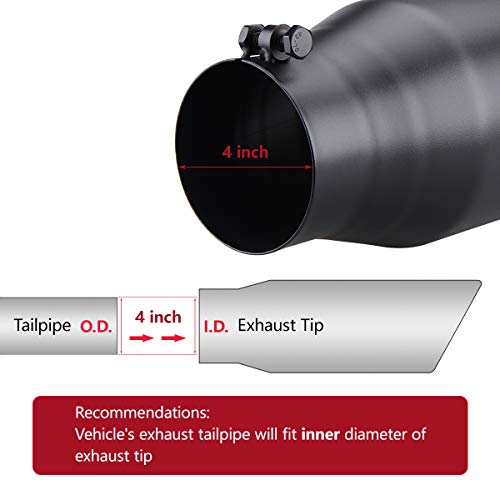 LCGP 4" Diesel Exhaust Tip, Black, 15" Long