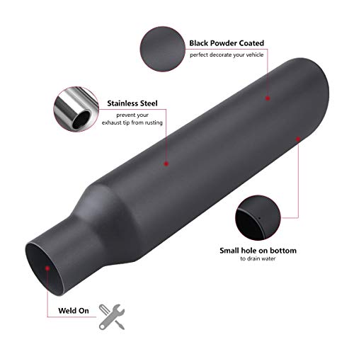 2.5" Inlet Weld-On Black Exhaust Tips - 2 Pcs
