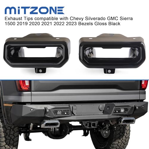 MITZONE Gloss Black Exhaust Tips for Chevy Silverado