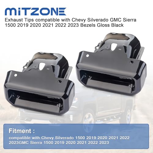 MITZONE Gloss Black Exhaust Tips for Chevy Silverado