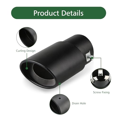 Slykew 5.5" Stainless Steel Exhaust Tip - Black