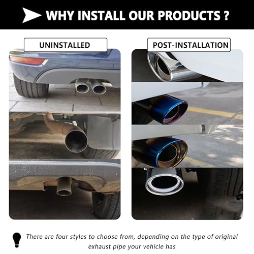 Stainless Steel Bent Blue Exhaust Tips for Cars