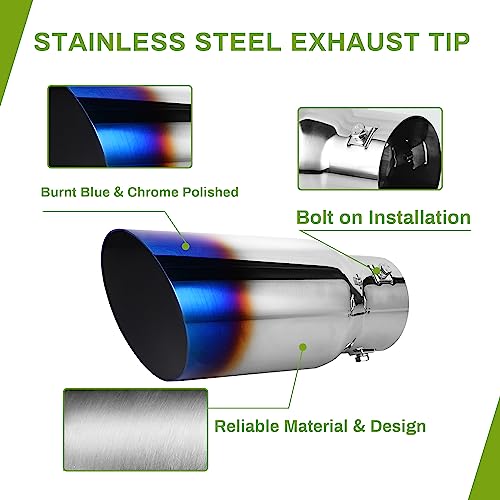 Blue Burnt Stainless Steel Exhaust Tip, 1.5"-2.5