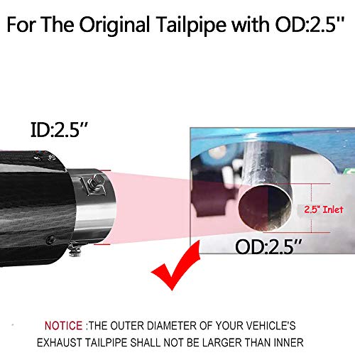 Vechkom 2.5" Carbon Fiber Exhaust Tip with LED