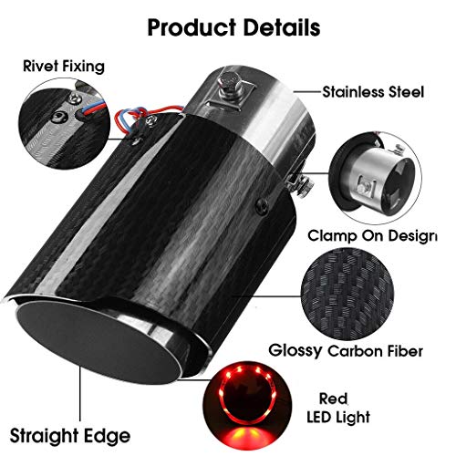 Vechkom 2.5" Carbon Fiber Exhaust Tip with LED