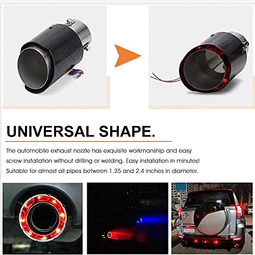 Vechkom 2.5" Carbon Fiber Exhaust Tip with LED