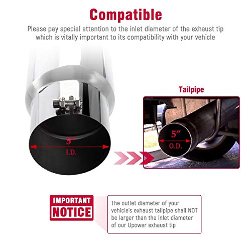 Upower 5" to 6" Stainless Steel Exhaust Tip