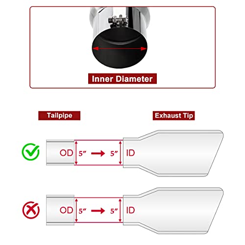 Upower 5" to 6" Stainless Steel Exhaust Tip