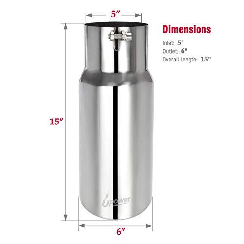 Upower 5" to 6" Stainless Steel Exhaust Tip