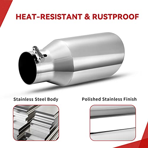 YITAMOTOR 2.5" Inlet Stainless Steel Exhaust Tip