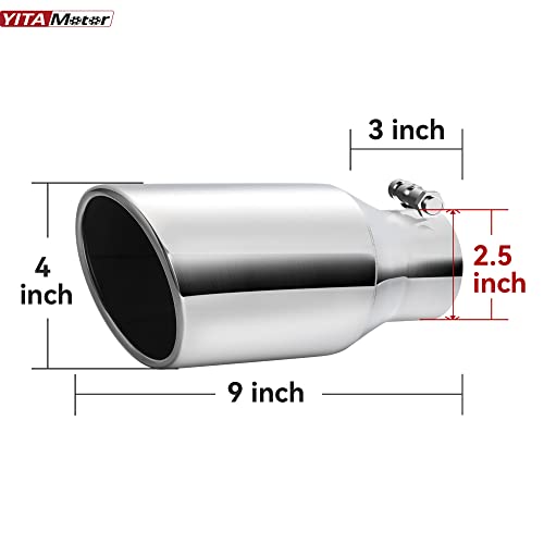 YITAMOTOR 2.5" Inlet Stainless Steel Exhaust Tip
