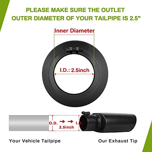 2.5" Inlet Square Black Exhaust Tip, 9" Long