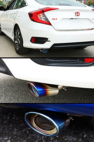 Blue Burnt Stainless Steel Exhaust Tip for Honda Civic