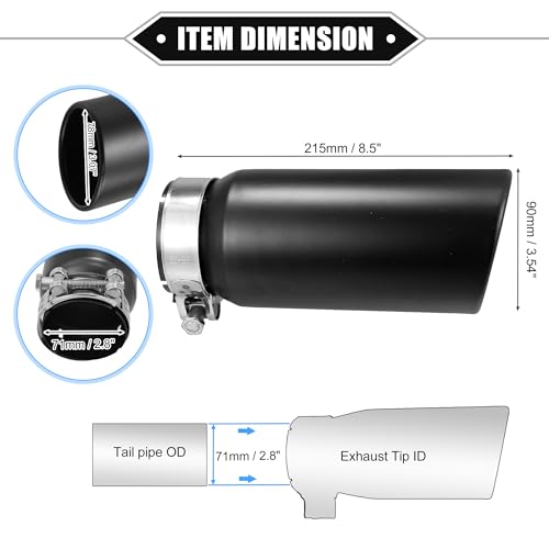 VekAuto Black Stainless Steel Exhaust Tip for Tacoma