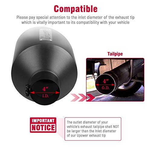 Upower 4" Black Stainless Steel Exhaust Tips