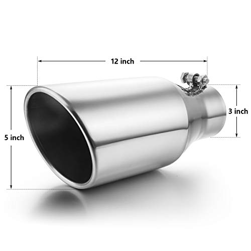 A-KARCK 12" Polished 3" Inlet Exhaust Tip