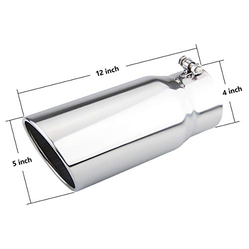 4" to 5" Polished Diesel Exhaust Tip, 12" Length