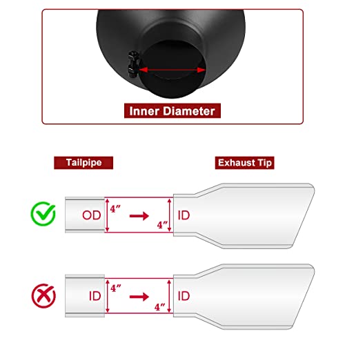 Upower 4" Black Stainless Steel Exhaust Tips