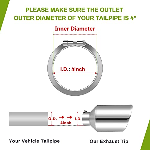 Chrome-Plated 4" Inlet Stainless Steel Exhaust Tip