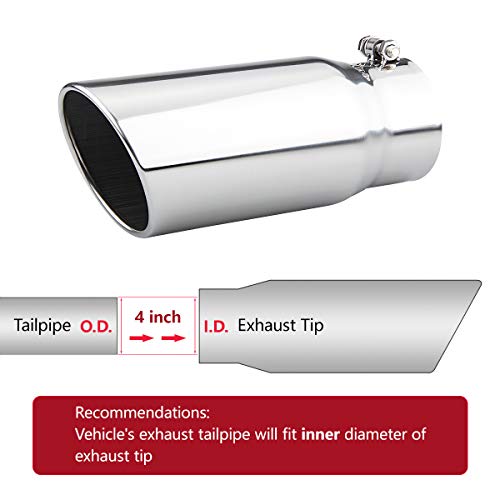 4" to 5" Polished Diesel Exhaust Tip, 12" Length