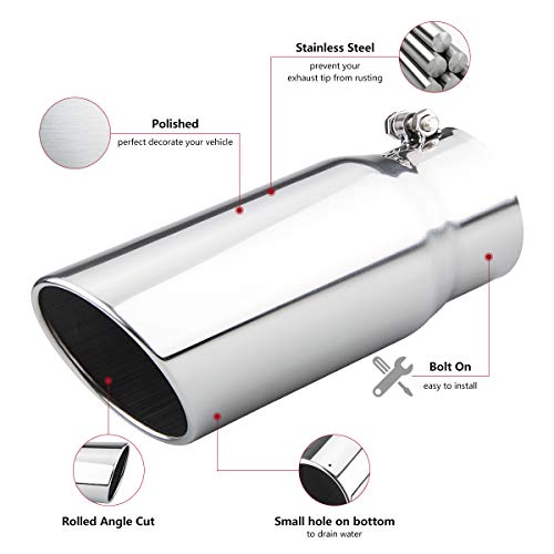 4" to 5" Polished Diesel Exhaust Tip, 12" Length