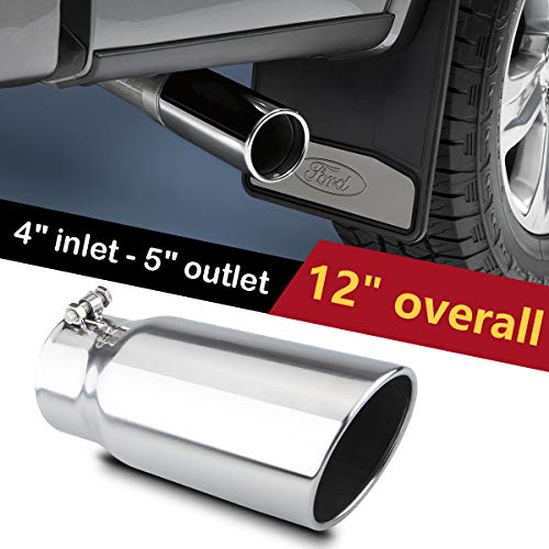 4" to 5" Polished Diesel Exhaust Tip, 12" Length