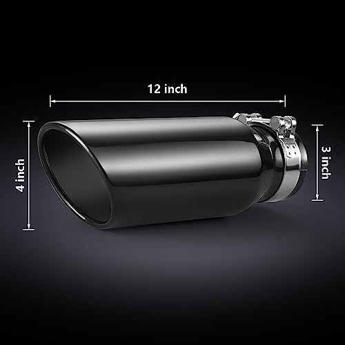 3" Inlet Chrome Black Exhaust Tip, Angle Cut