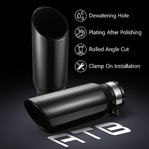 3" Inlet Chrome Black Exhaust Tip, Angle Cut