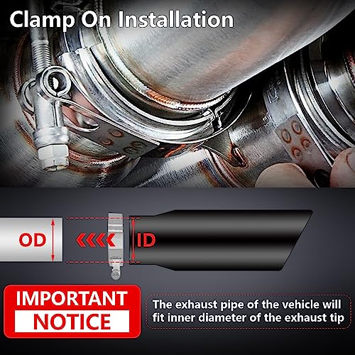 3" Inlet Chrome Black Exhaust Tip, Angle Cut