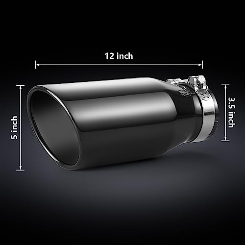 3.5 Inch Chrome Black Exhaust Tip Angle Cut