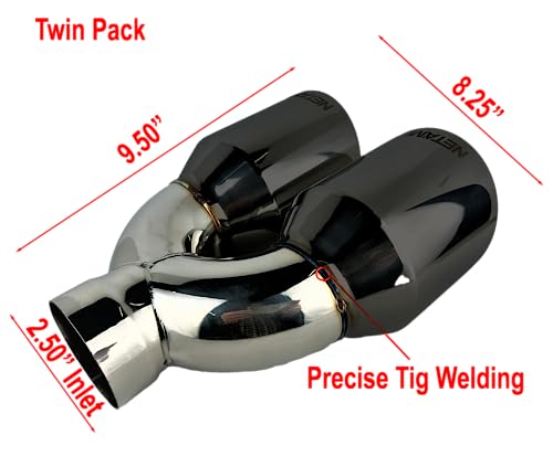 Quad Staggered Stainless Steel Exhaust Tips - 2 Pack