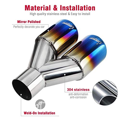 Upower 2.25" to 3" Dual Exhaust Tips – Blue